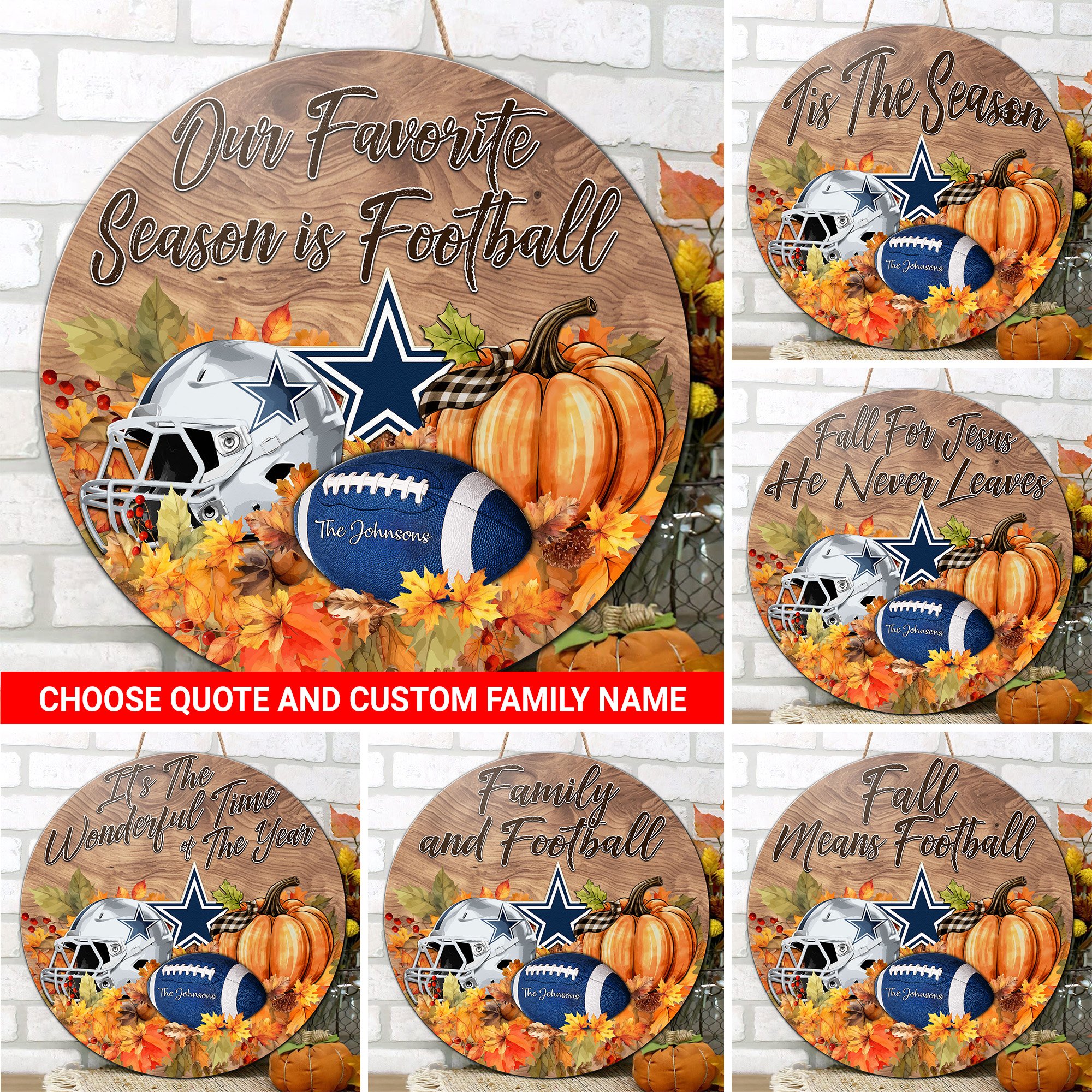 Dallas Cowboys Shape Wooden Sign Custom Your Family Name And Choose Your Quotes, Sport Sign, Sport Gifts For Fan, Home Decorations EHIVM-59899